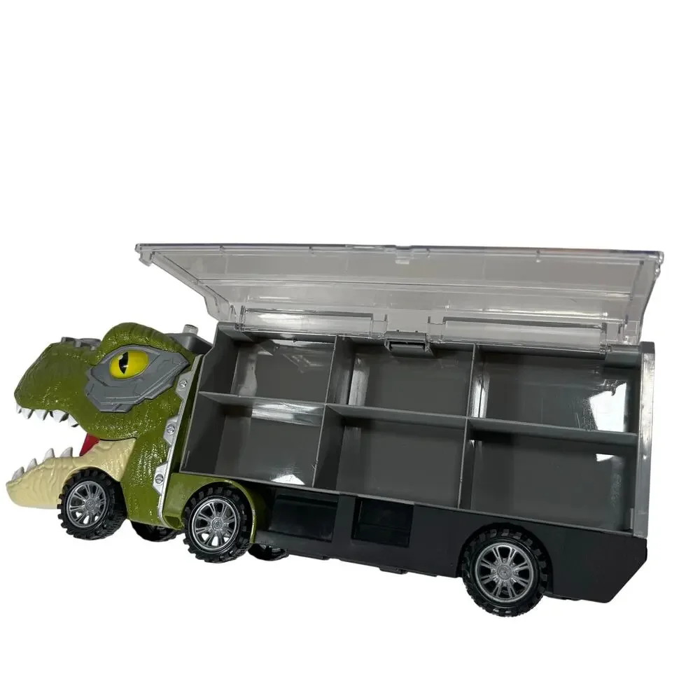 Dinosaur Car Carrier Truck Holds 12 Cars w/ Lights & 4 Sounds Toy Vehicle